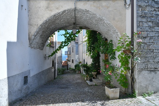 A characteristic street of a medieval village in the Isernia province.