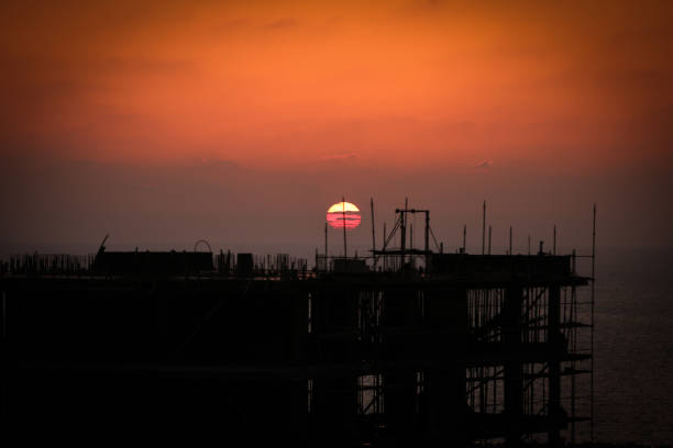 sunset in Gaza City stock photo