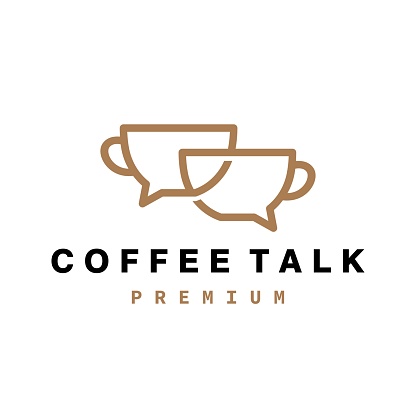 Coffee talk logo. Coffee chat simple line logo.