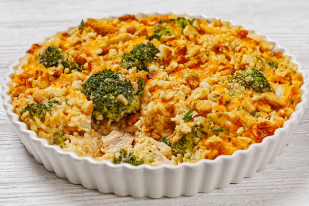 istock chicken rice broccoli casserole in baking dish 1634001101