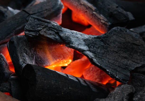 istock Close-up view of the charcoal in burning 1634006559