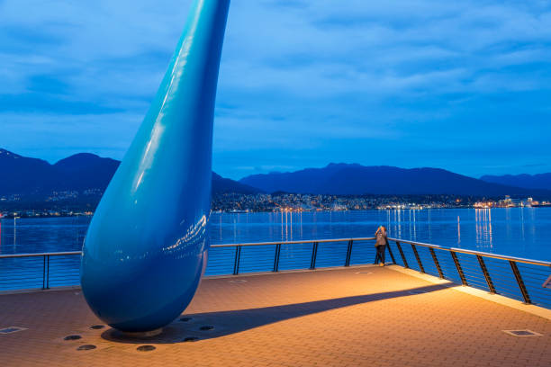 Vancouver, Canada - September 2015: Sculpture titled 'The Drop' by Ignes Idee outside Vancouver Convention Center West, Vancouver, British Columbia, Canada