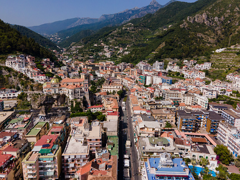 Views of Maiori on the Amalfi Coast, Italy by Drone
