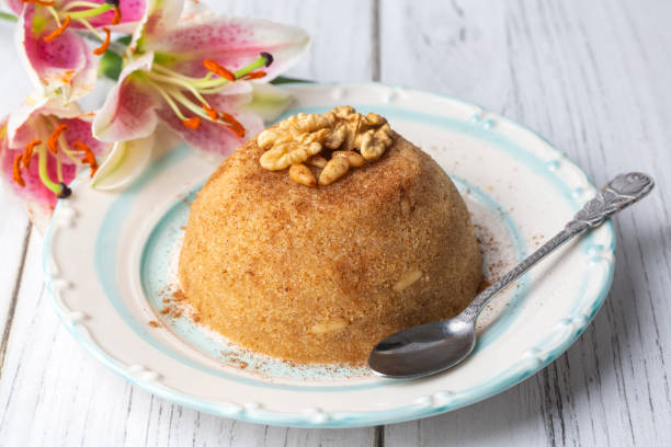 istock Traditional Turkish semolina sweet desert halva (Turkish name; irmik helvasi) 1634063376