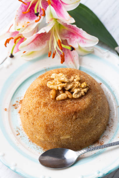 istock Traditional Turkish semolina sweet desert halva (Turkish name; irmik helvasi) 1634063380