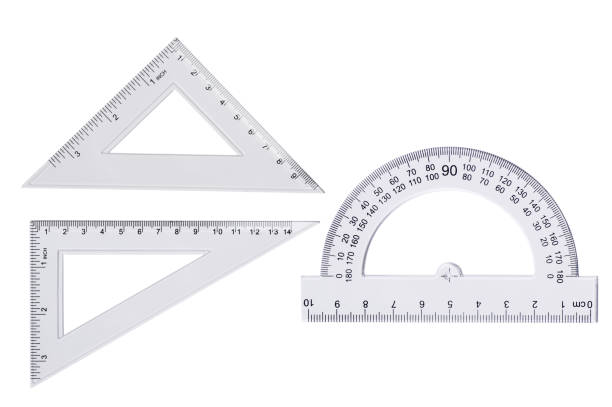 istock Plastic white ruler math geometry school supplies isolated on white background. 1634065559
