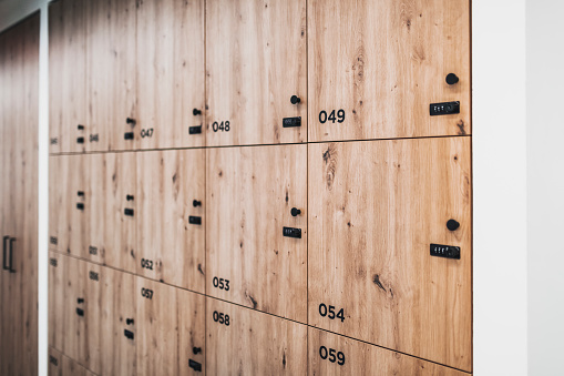 Lockers at modern office, health club, high school, university