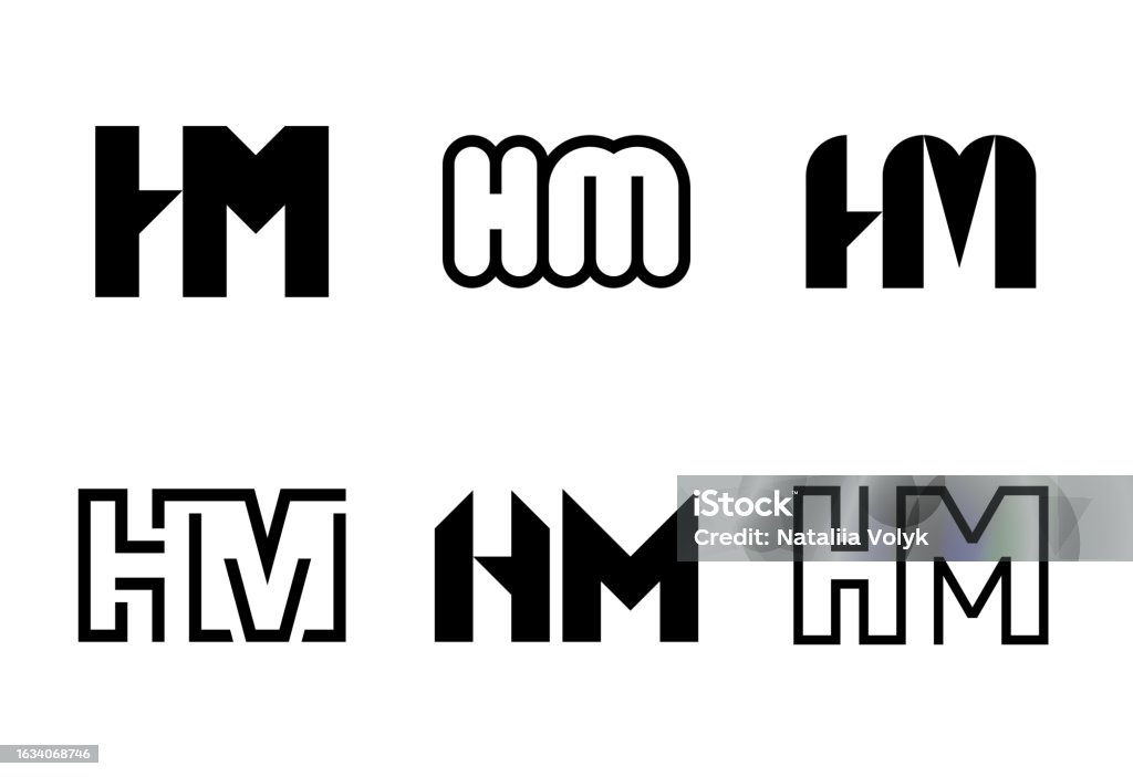 Hcm Letras Ilustración de Conjunto De Letras Hm Logos y más Vectores Libres de ...