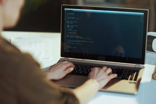 istock modern female working on cyber security firewall protection 1634096989