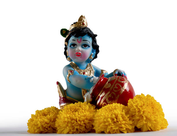 istock Happy Krishna Janmashtami, Lord Krishna white background 1634105700