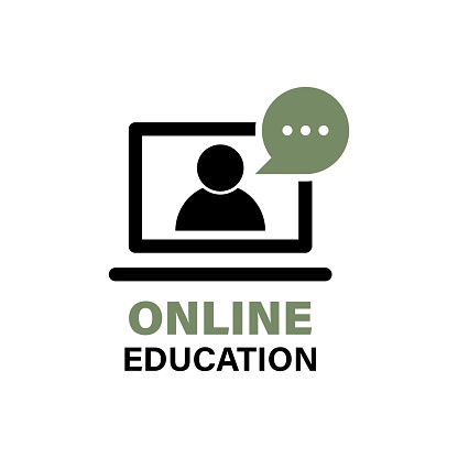 Online education resources vector line icon, online learning courses, distant education, e-learning tutorials.