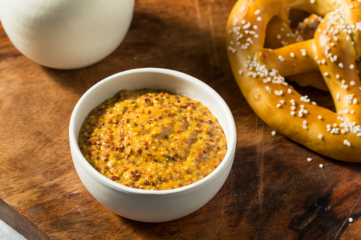 Organic Brown Spicy Grainy Mustard in a Bowl