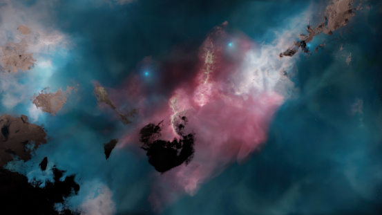 Galaxy Nebula - 3d rendered space image. Outer space. Universe abstract dark deep space background. Star field. Color image. \nFully CG image by contributor. Volumetric procedural render, without using any space agency images.