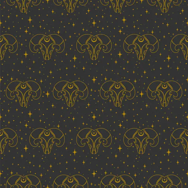 Vector illustration of Vector seamless pattern with magical occult symbol.