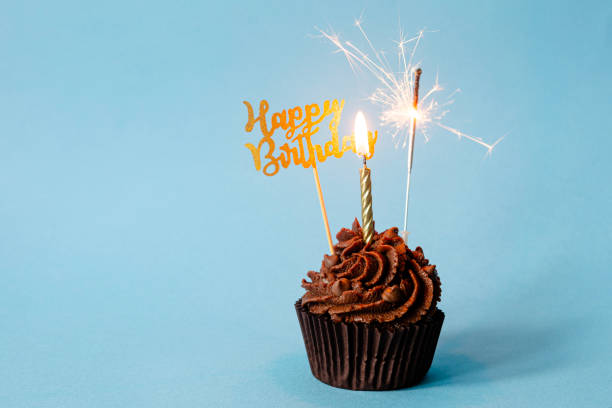 istock Birthday Cupcake  with One Candle and Sparkler 1634288460