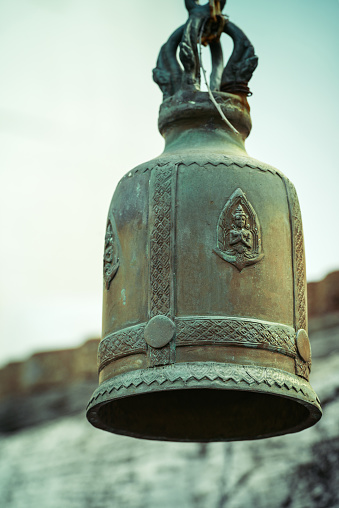 Old traditional bell in an Thai Temple Golden Mount Wat