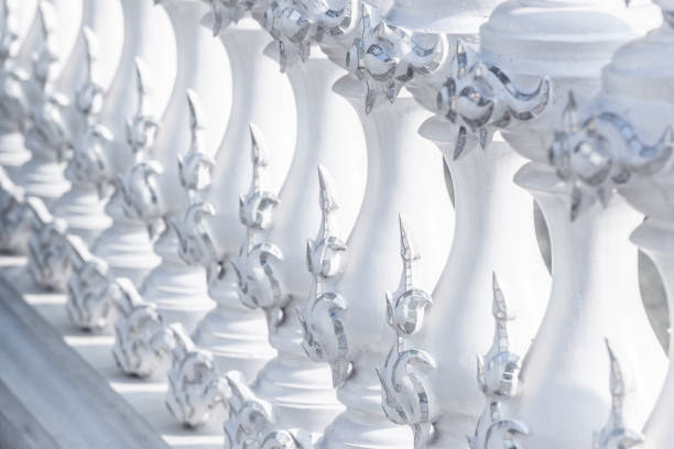 Delicate white blue fence baluster traditional asian style background