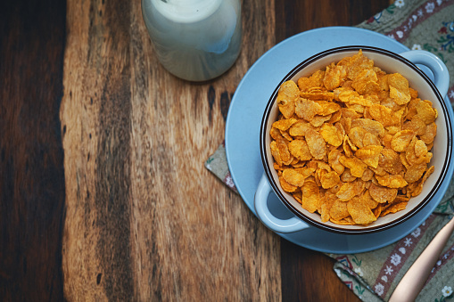 Cornflakes in a Bowl Served for Breakfast