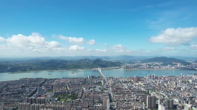 Aerial panning view of Zhaoqing City in Guangdong Province,China