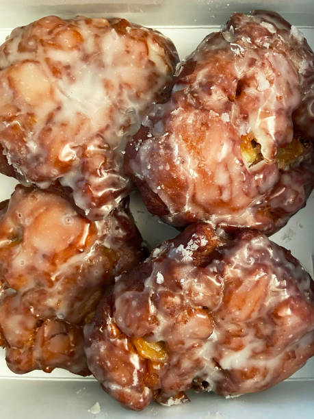 Box of Apple Fritters stock photo