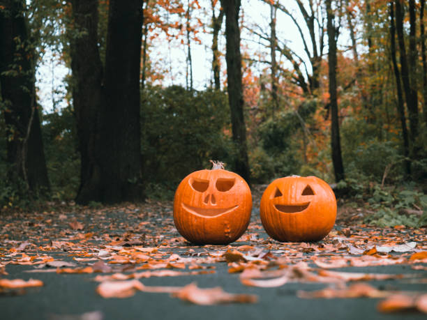 istock Halloween Pumpkins in the Forest 1634360473