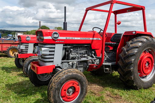 Low Ham.Somerset.United Kingdom.July 23rd 2023.A restored Massey Ferguson 188 from the 1970s is on show at the Somerset steam and country show