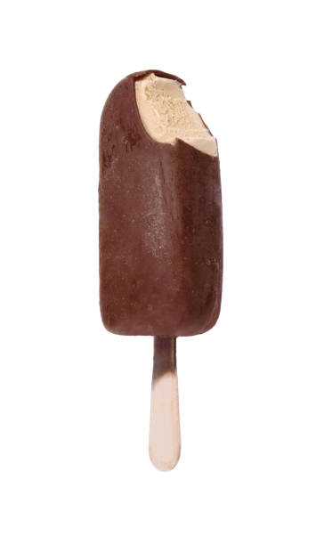 istock Tasty bitten glazed ice cream bar isolated on white, top view 1634367008
