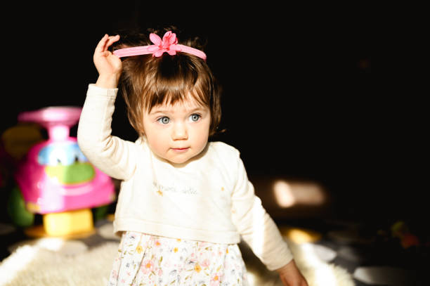 cute child playing at home.