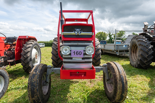 Low Ham.Somerset.United Kingdom.July 23rd 2023.A restored Massey Ferguson 188 from the 1970s is on show at the Somerset steam and country show