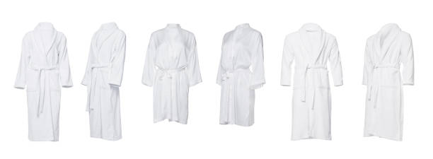 istock Set of different bathrobes on white background 1634376634