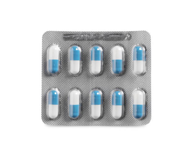 istock Blister of pills on white background, top view 1634379332