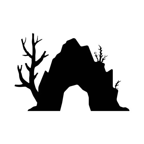 Vector illustration of Cave icon. Black silhouette. Front view. Vector simple flat graphic illustration. Isolated object on a white background. Isolate.