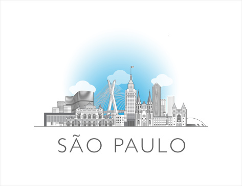 Sao Paulo city Brazil cityscape illustration skyline drawing