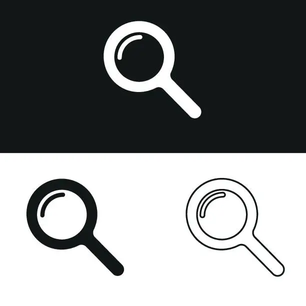 Vector illustration of vector icon of simple forms of Magnifying glass