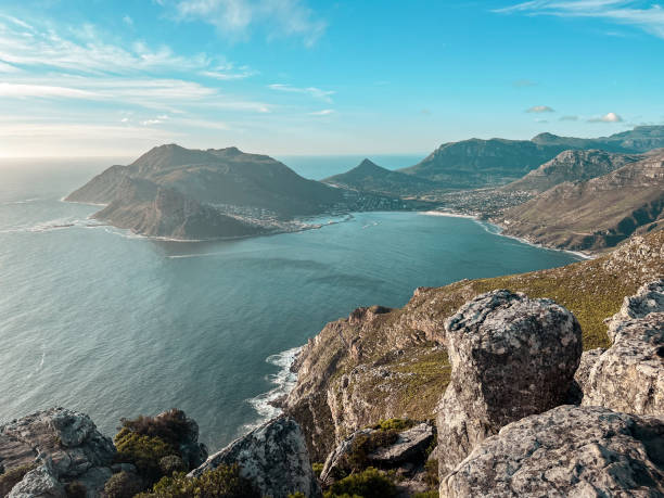 Hout Bay as viewed from Chapman's Peak, South Africa Hout Bay as viewed from Chapman's Peak, South Africa chapmans peak drive stock pictures, royalty-free photos & images