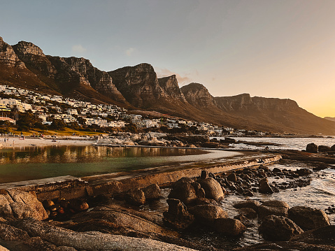 Beautiful shot of the Twelve Apostles during golden hour, Cape Town