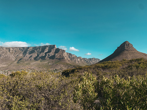Table Mountain and Lion's Head as viewed from Signal Hill, Cape Town, South Africa
