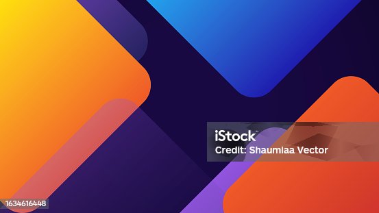istock Multi colored abstract red orange green purple yellow gradient papercut overlap layers on dark blue background 1634616448