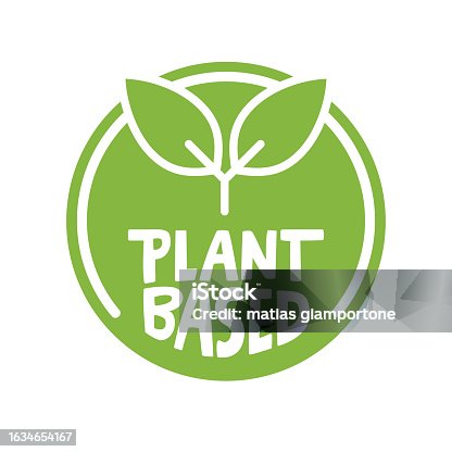 istock Plant based emblem. Vegan Eco friendly badge with plant icon. 1634654167