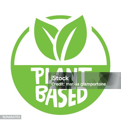 istock Plant based emblem. Vegan Eco friendly badge with plant icon. 1634654703