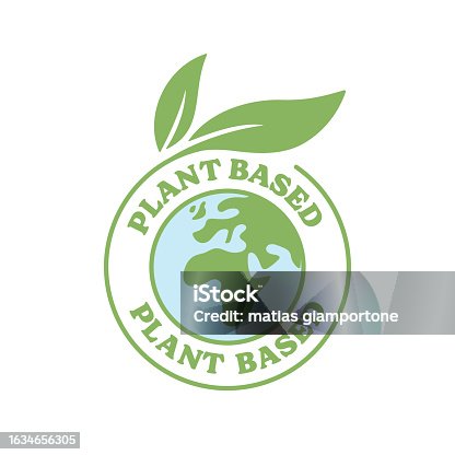 istock Plant based emblem. Vegan Eco friendly badge with plant icon. 1634656305