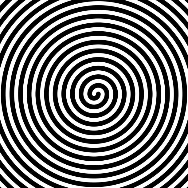 istock Hypnotic spirals background. Radial optical illusion. Black and white swirl tunnel wallpaper. Spinning concentric circles. Vortex or whirlpool design for poster, banner, flyer. Vector illustration 1634656832
