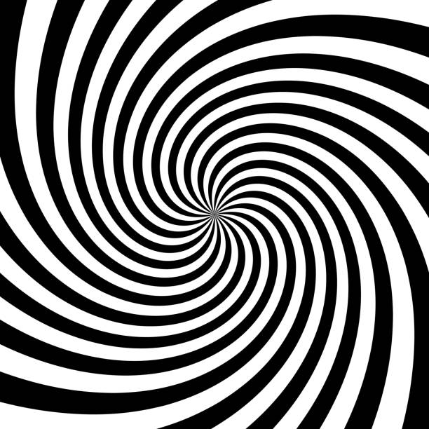 istock Hypnotic spinning vortex background. Radial optical illusion. Black and white swirl wallpaper. Rotating concentric curves. Whirlpool design for poster, banner, flyer. Vector illustration 1634657370