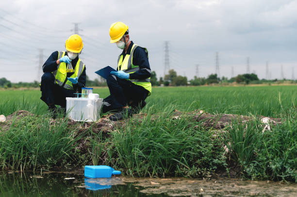 istock Take samples of water contaminated with environmental toxic waste or suspected sources of pollution. 1634746625
