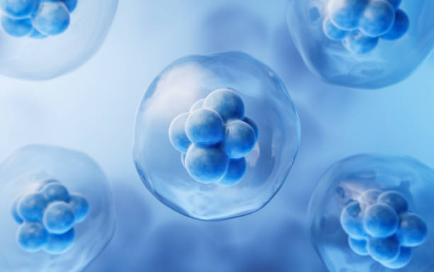 istock Transparent cell with biotechnology and cosmetic concept, 3d rendering. 1634757534