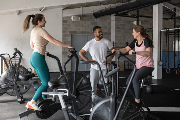 istock A group of people are training on exercise bikes. 1634765544
