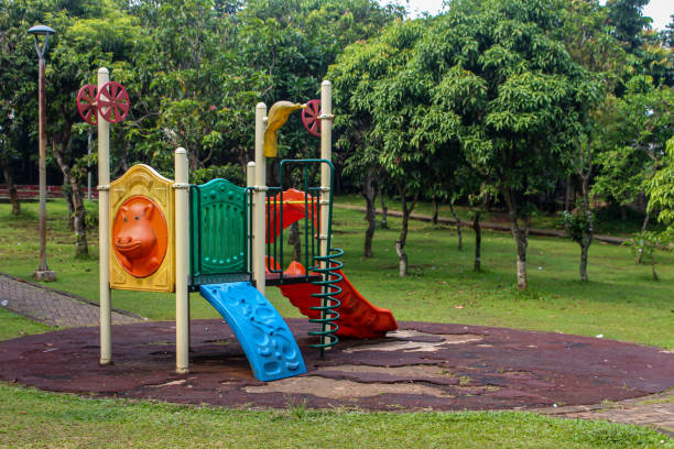 istock an old playground with colorful slides 1634777243
