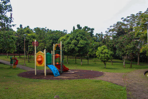 istock an old playground with colorful slides 1634777779