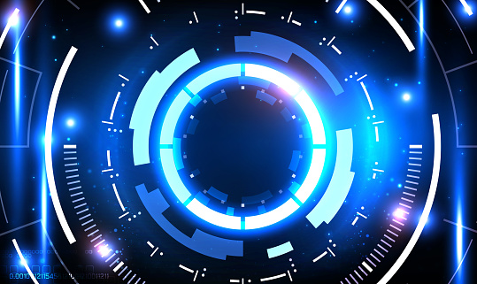 Abstract circle sci fi futuristic technology innovation concept background. Science and technology digital line blue background. Big data. Artificial intelligence. Futuristic electronic circuit technology. Vector EPS10