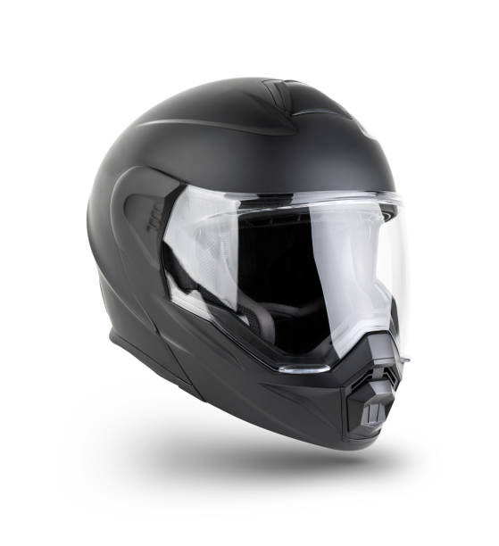 Motorcycle helmet on a white background stock photo